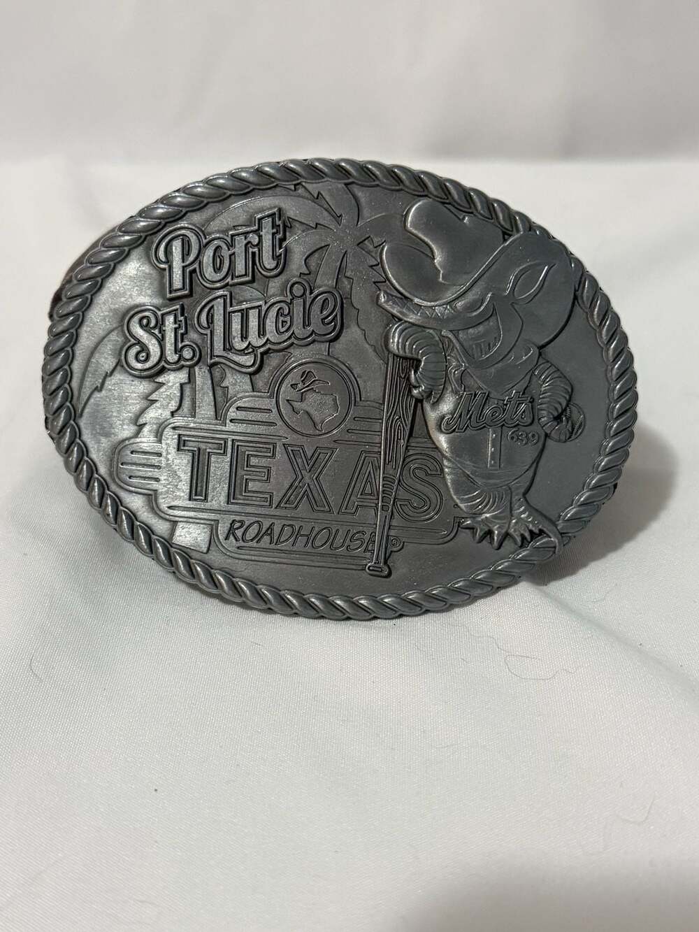 Texas Roadhouse Port St. Lucie Mets Pewter Belt Buckle
